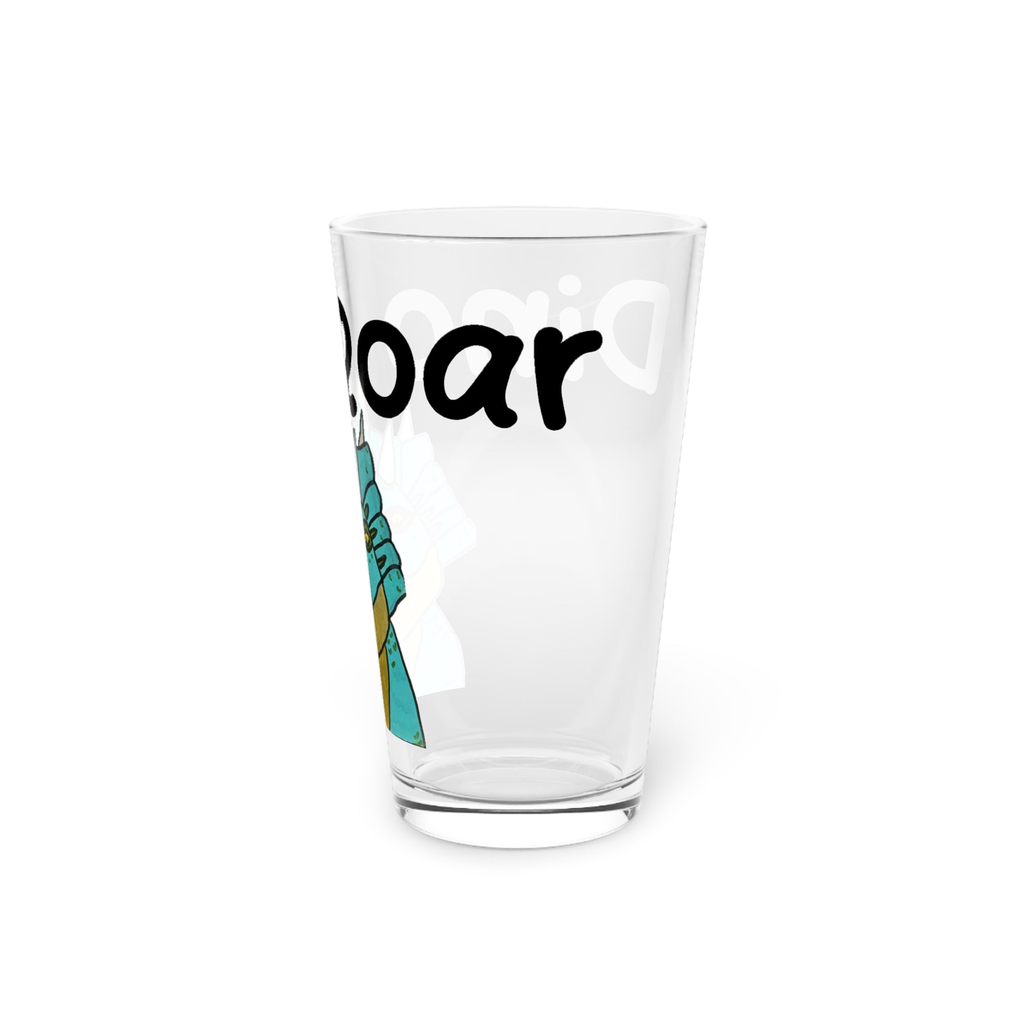 Dino Roar Pint Glass 16oz — Cute Blue Dinosaur Drinking Beer Glass