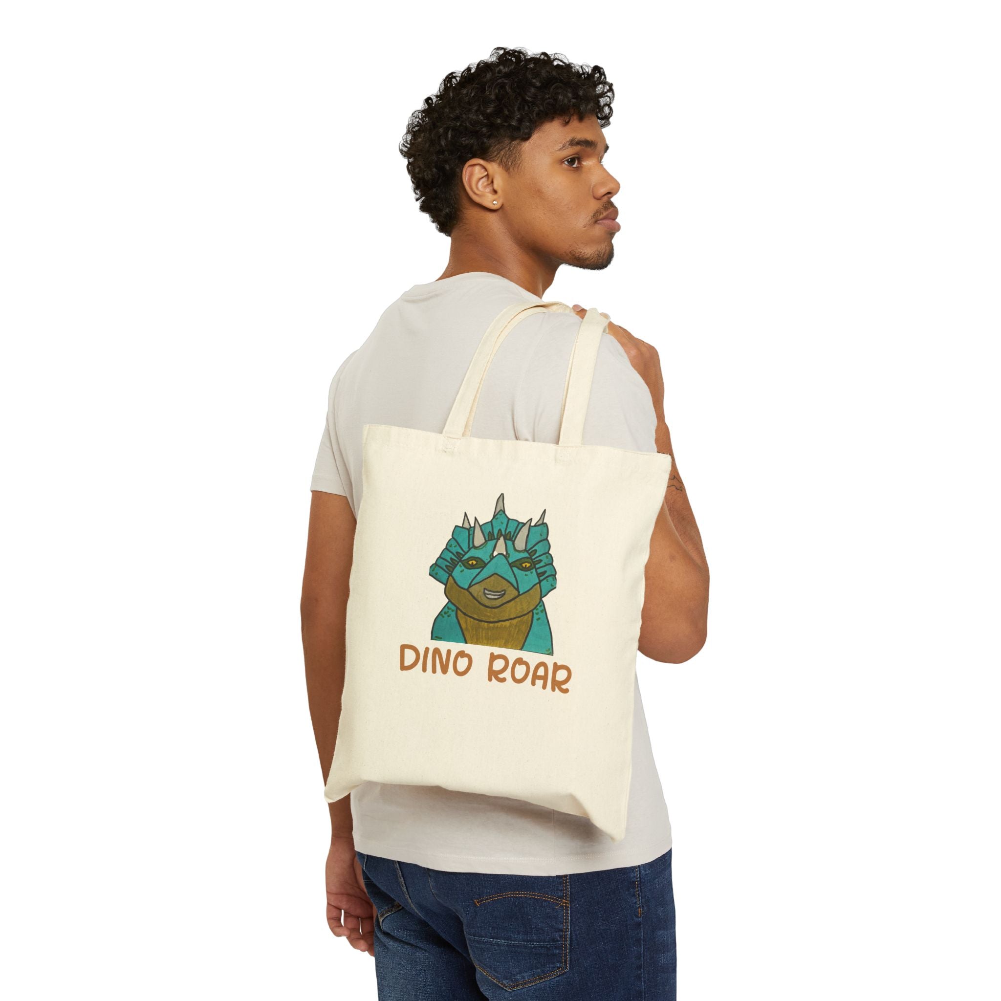 Dino Roar Cotton Canvas Tote Bag