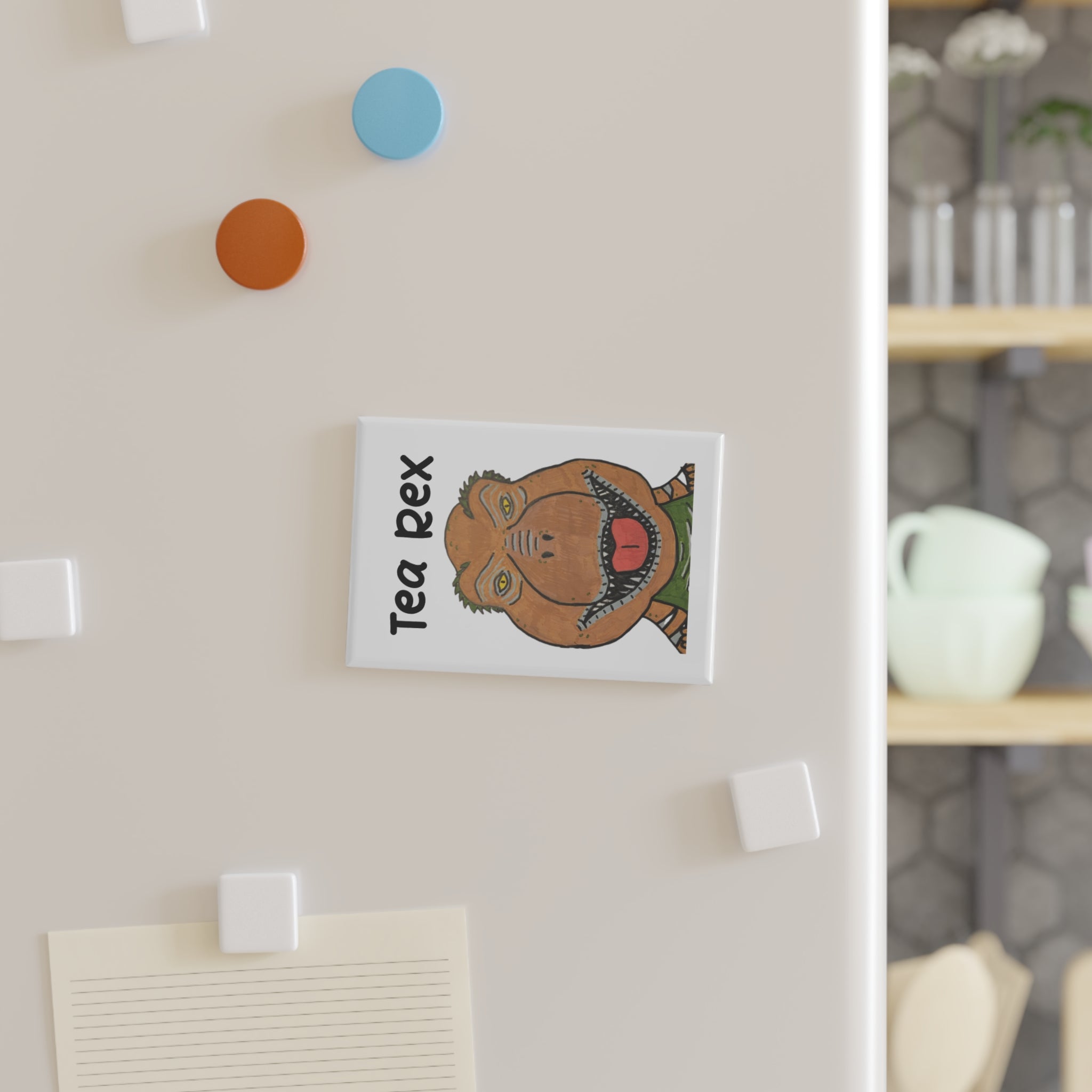 Dino Roar Button Magnet, Rectangle