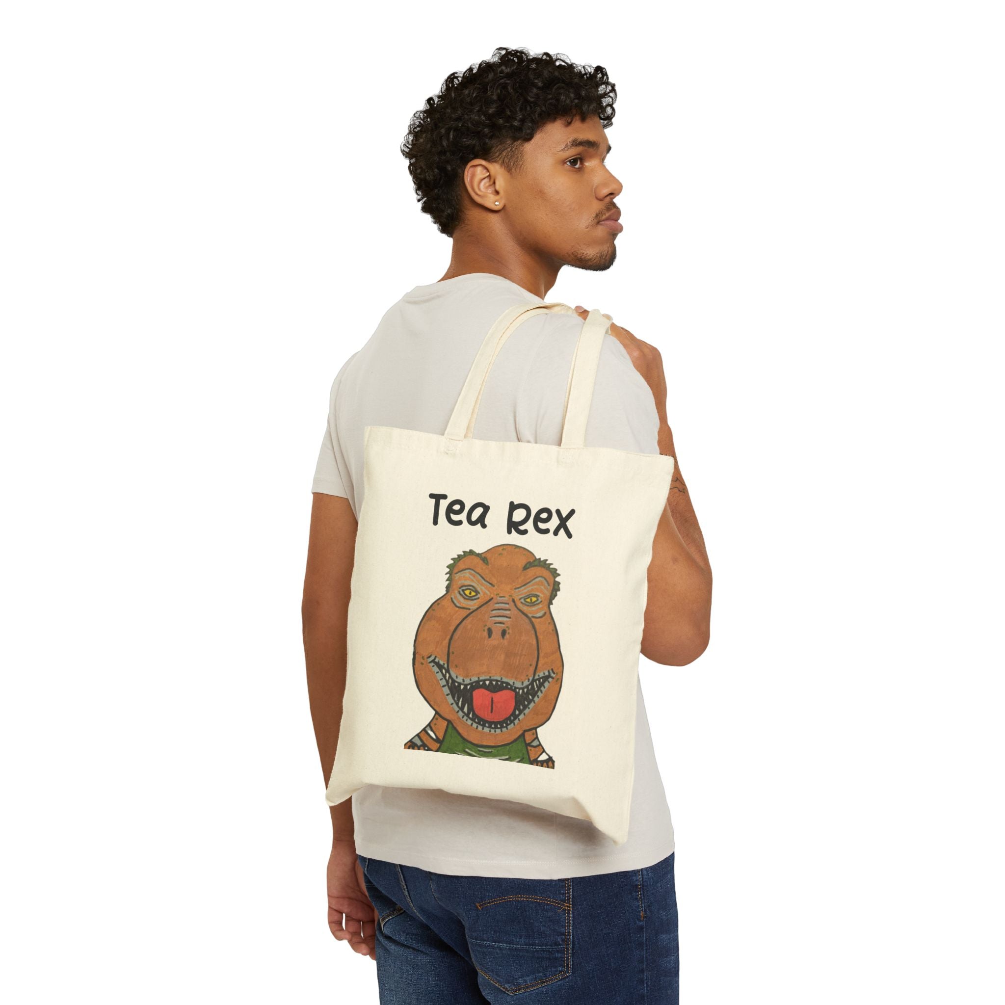 Dino Roar Cotton Canvas Tote Bag