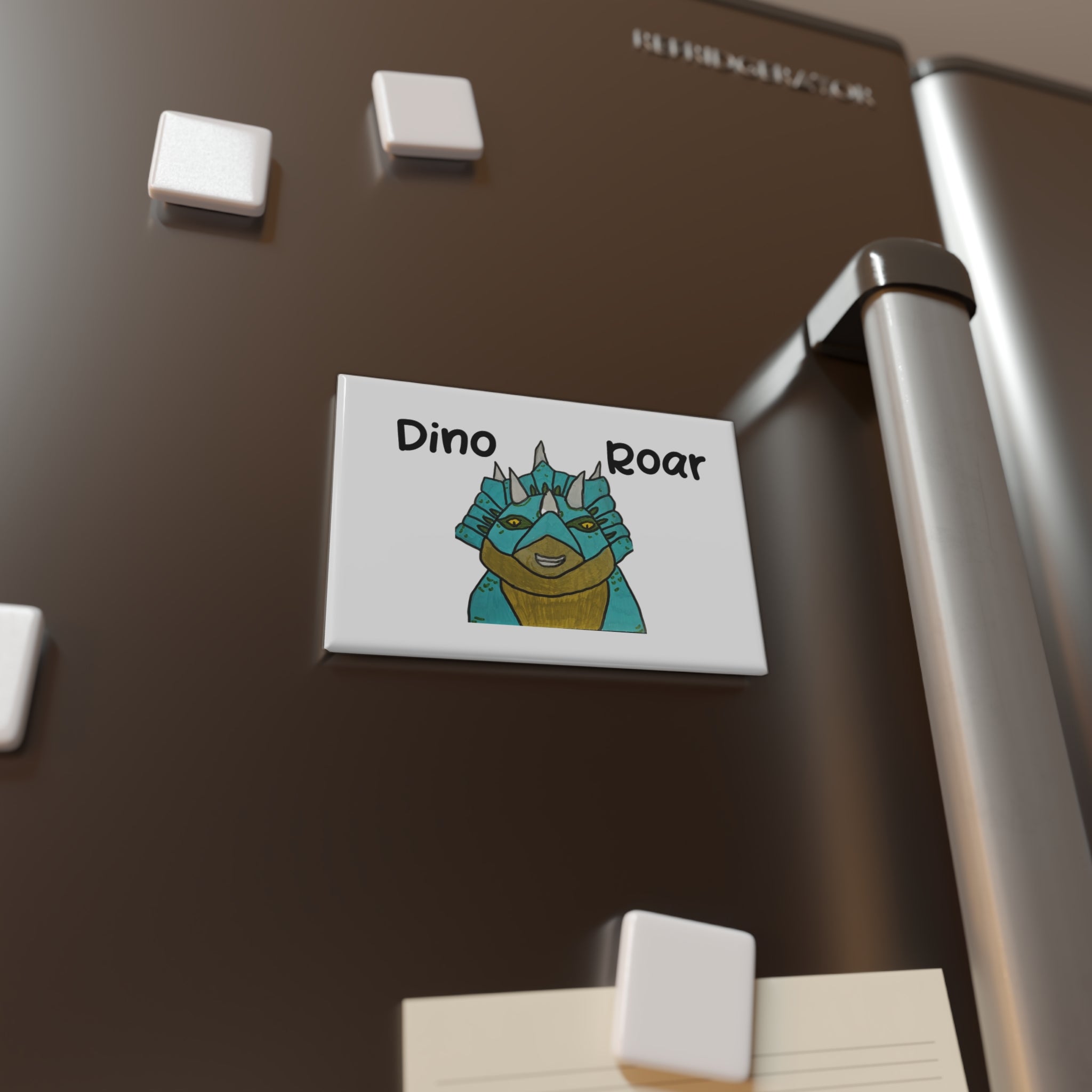 Dino Roar Button Magnet, Rectangle