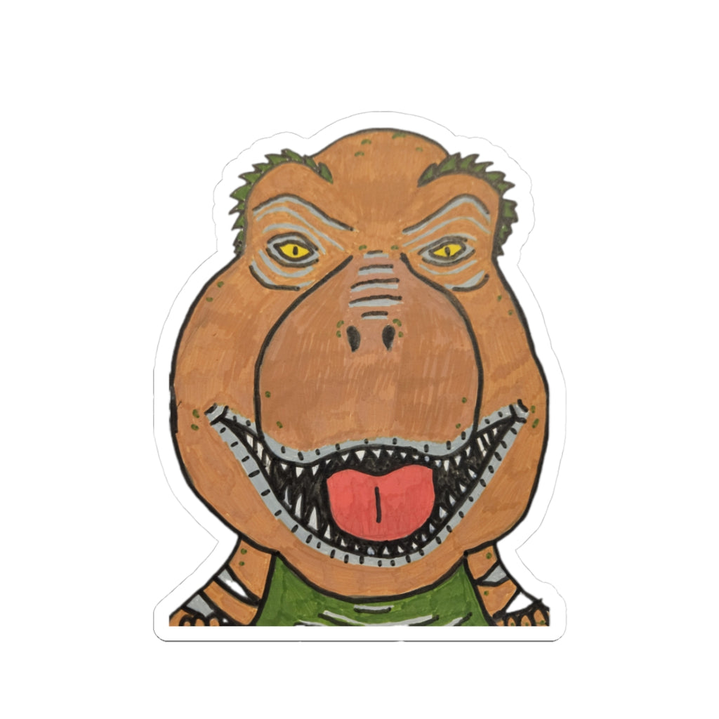 Dino Roar T-Rex Sticker — Funny Cartoon Dinosaur Kiss-Cut Vinyl Sticker