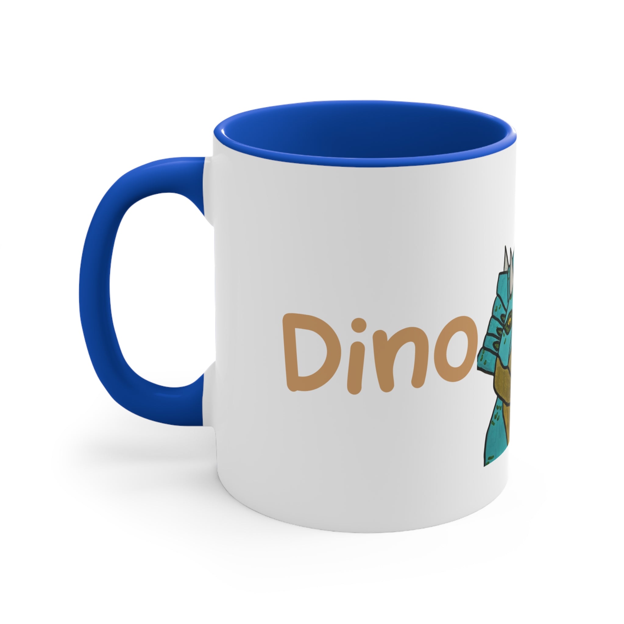 Dino Roar Accent Mug — Cute Triceratops Illustration Coffee Cup (11oz)