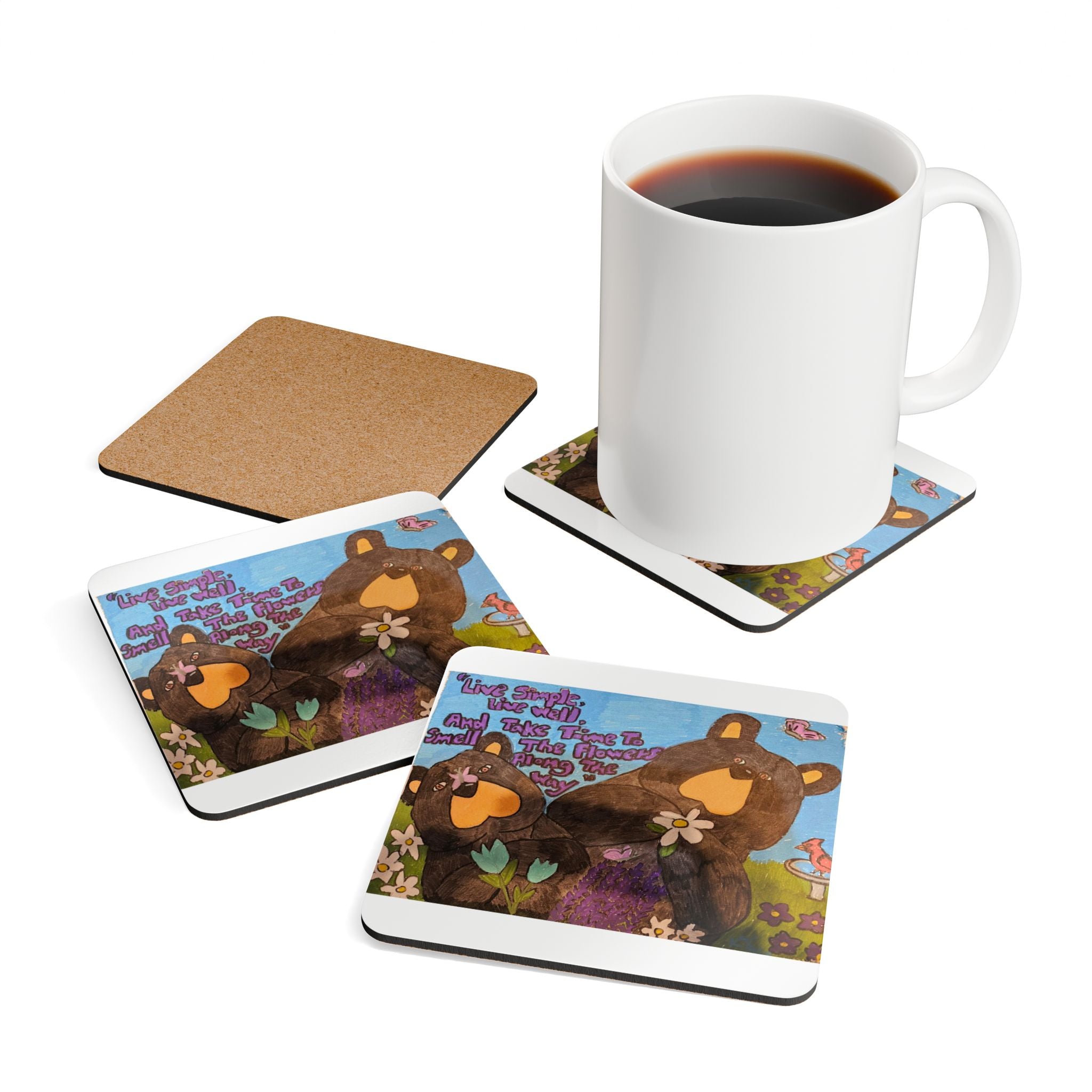 whimsy grr Corkwood Coaster Set