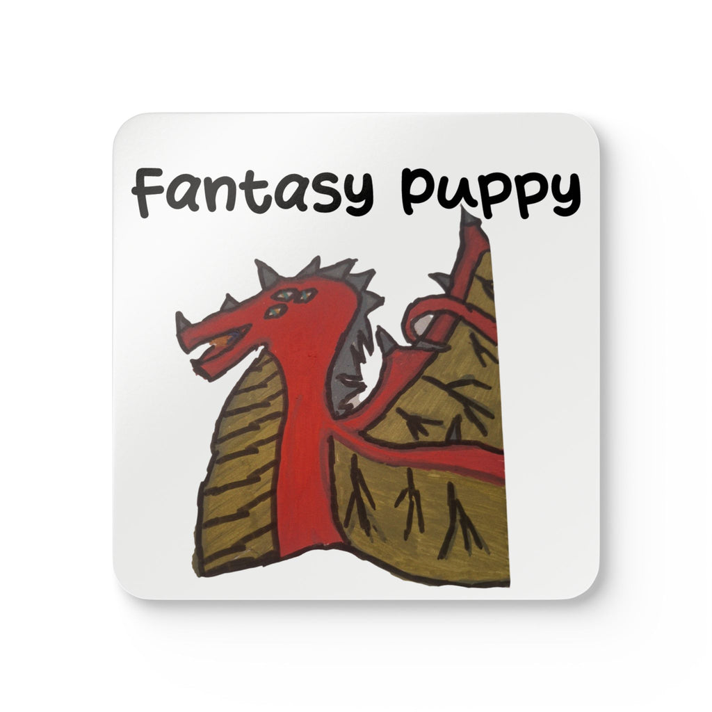 Fantasy Puppy Dragon Cork Coaster Set — Cute Fantasy Pet Drink Coasters